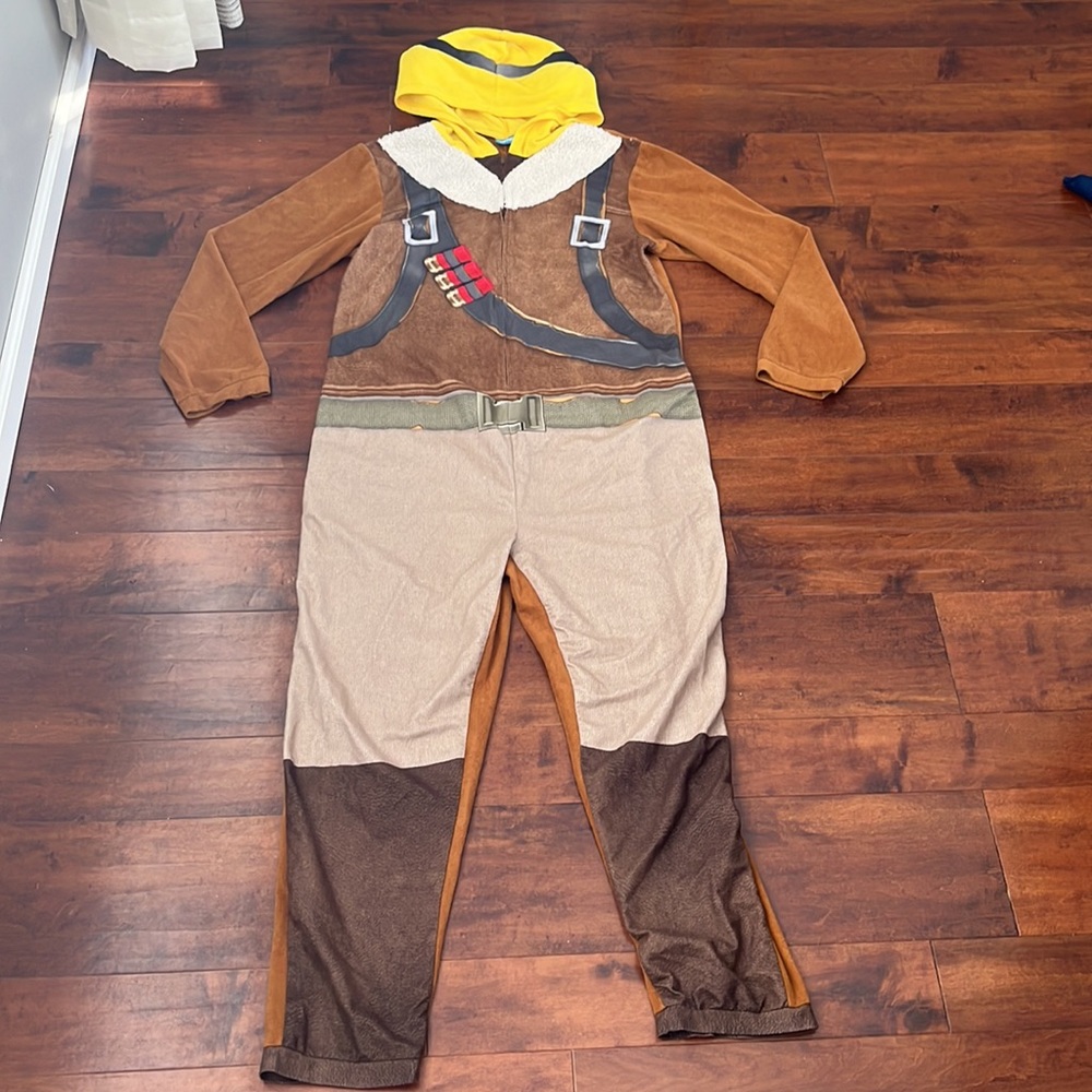 Man Fortnite Raptor character pajamas/costume onesie unionsuit